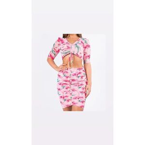Pink Floral Skirt set